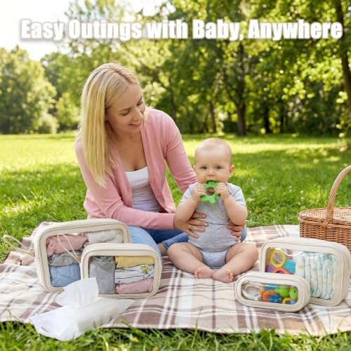 6-Piece Diaper Bag Organizer Pouches Set, TPU Waterproof Clear Packing Cubes - Image 4