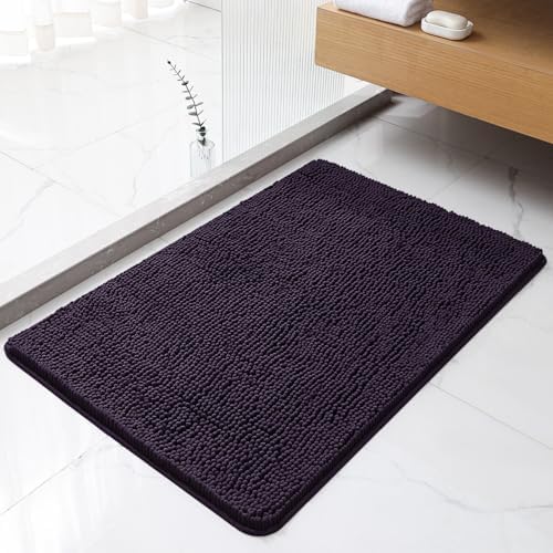 Chenille Bathroom Rug 24"x36" Purple, Non-Slip Plush Bath Mat by Kildoss