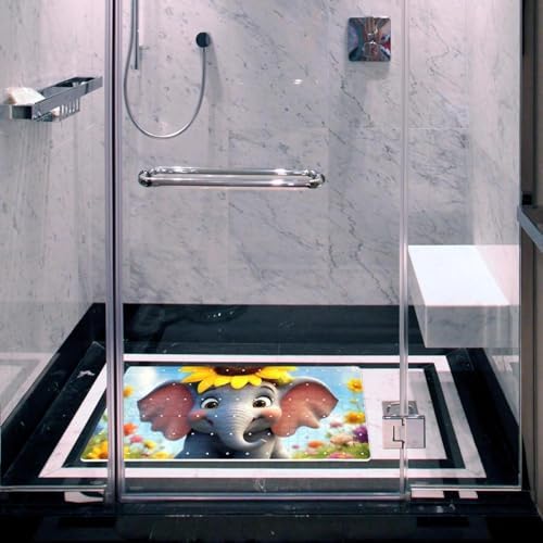 Bathtub Mat Non Slip 26.8x15.1In, Elephant Bath Mat - Image 6
