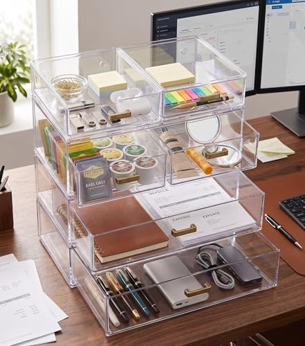 LALOBLUE Stackable Clear Acrylic Drawer Baby Bottle Makeup Organizer 6PC - Image 2