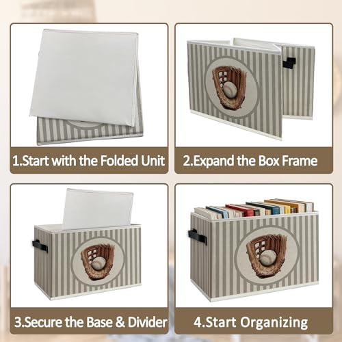 Vintage Baseball Nursery Foldable Storage Bins Box - Image 5