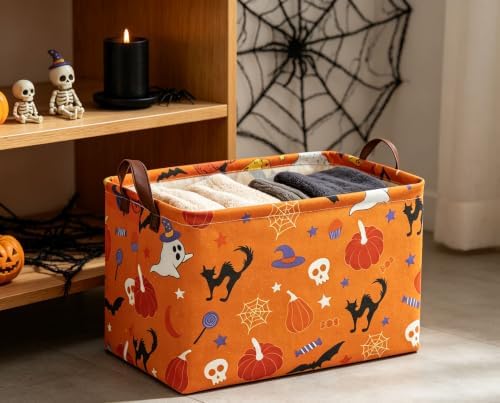 Halloween Basket Pumpkin Baskets Trick or Treat Basket Rectangular Storage Bin - Image 5