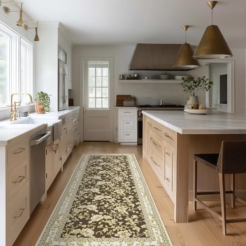 Brown Boho Washable 3x8 Extra Long Hallway Runner Rug Kitchen Floor Rugs - Image 6