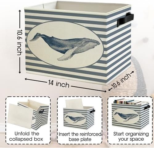 Coastal Beach Whale Storage Bins Box - Image 6