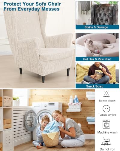 CRFATOP Wingback Chair Covers Wing Armchair Slipcovers - Image 5