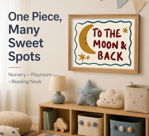 Framed To The Moon and Back Nursery Wall Art Cute Moon and Stars Wall Decor - Image 3