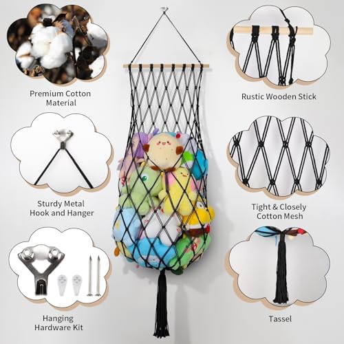 68 Inch Stuffed Animal Storage Net Corner Stuffy Hammock - Image 2