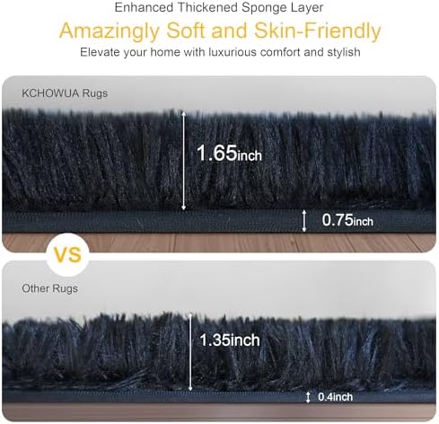3x5 Thick Black Fluffy Shag Rug - Image 2