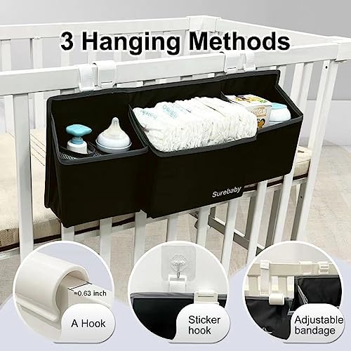 Hanging Baby Diaper Caddy, 3-in-1 Changing Table Diaper Organizer Holder - Image 2