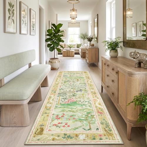 Long Runner Rug for Hallway 2x8 Whimsical Woodland Throw Runner Carpet Non Slip by Garvee