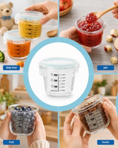SosekiBaby 4 Pack 7oz Glass Baby Food Storage Containers, Leak-Proof - Image 7