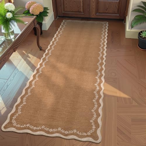 GarveeHome 2x6 Scalloped Washable Runner Rug Non Slip Hallway Kitchen Rug by GarveeHome