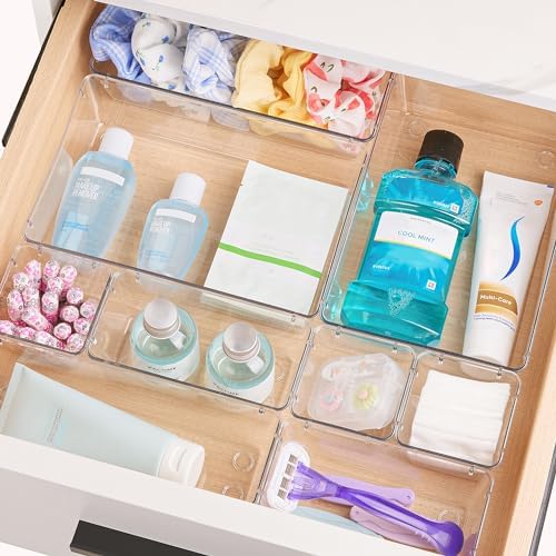 Vtopmart 28 Pack Clear Drawer Organizer Bins, 4 Sizes Storage Trays - Image 5