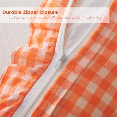 2 Pack Orange Gingham Lumbar Throw Pillow Shams 12''x20'' - Image 5