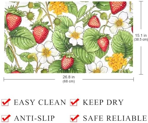 Bathtub Mat Non Slip 26.8x15.1 Inch, Strawberry Floral Shower Mat - Image 4