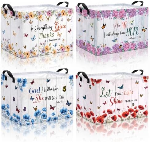 4 Pcs Christian Floral Storage Basket by Bulyoou
