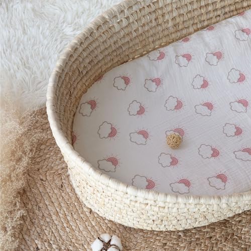Muslin Bassinet Sheets 2 Pack, Universal Cotton Fitted Baby Mattress Sheet - Image 3