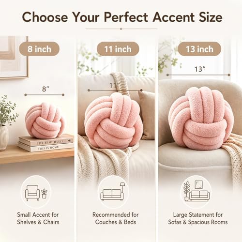 Petrella Pink Knot Pillow Ball, 11 Inch Decorative Pillow - Image 2