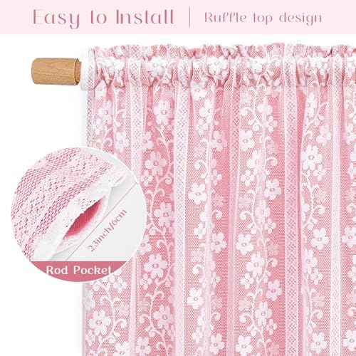 ASPMIZ Pink Kitchen Curtains Double Layer Curtains - Image 5