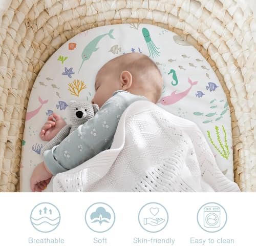 Little Grape Land Bassinet Sheets 3 Pack, Ultra Soft Baby Bassinet Fitted Sheets - Image 2