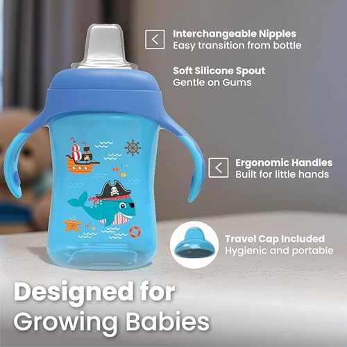Avima 10 oz Trainer Sippy Cup w Handles & Soft Silicone Spout - Image 2