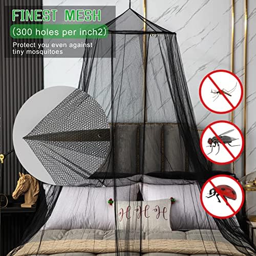 Mosquito Net Bed Canopy for Girls Black Bed Curtains Tent Twin Queen Size - Image 4