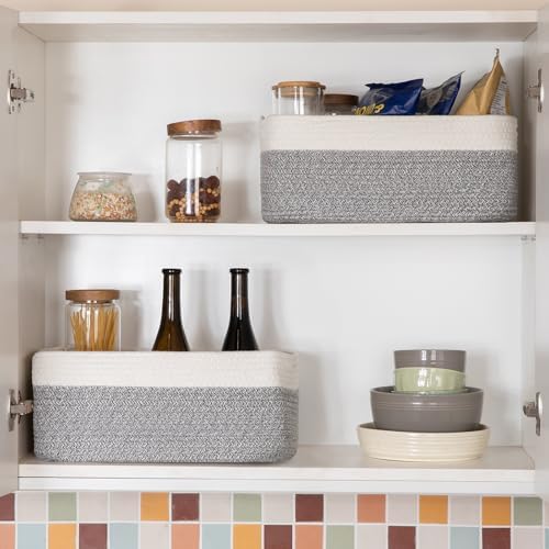 OIASKET Storage Baskets for Organizing 3 Pack, Woven Baskets for Shelves - Image 6