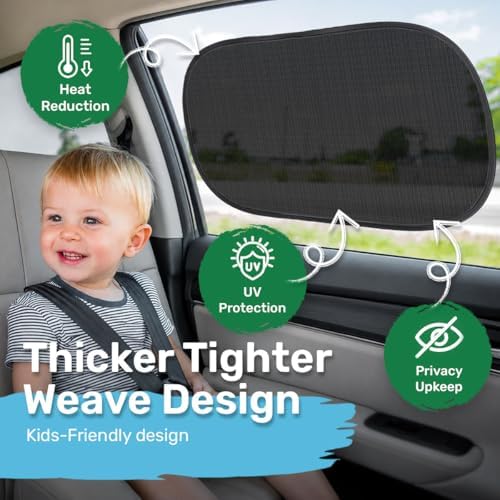 GENANY Black Car Side Window Sun Shades 2 Piece 21 x 14 Inch - Image 2