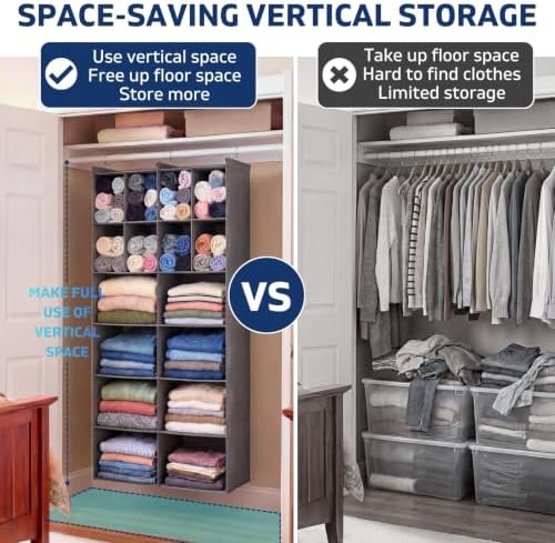 6 Tier Hanging Closet Organizer, 16 Compartments Dual Row Storage - Image 5