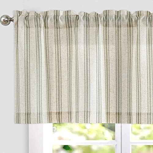 jinchan Striped Valance Farmhouse Window Treatment Linen- Polyester Textured by JINCHAN