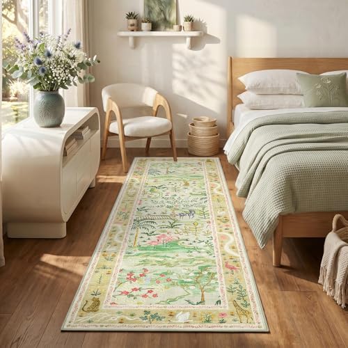 Long Runner Rug for Hallway 2x8 Whimsical Woodland Throw Runner Carpet Non Slip - Image 3