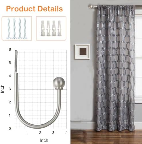 ARNORX Curtain Holdbacks Hooks Solid Steel Hooks Decorative French Ball End - Image 4
