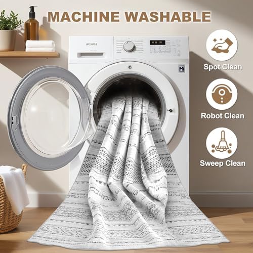 Nakagishi Boho 3x5 Area Rug Living Room Rugs Machine Washable Gray - Image 2
