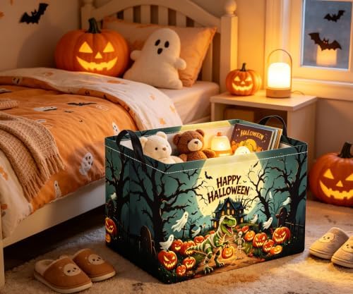 Halloween Basket Cute Baskets for Kids Pumpkin Basket Rectangular Storage Bin - Image 5