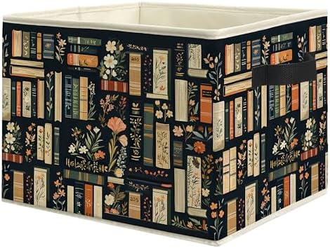 Dark Floral Book Storage Bins Box by Unknown