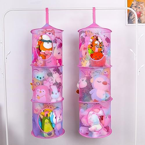 Basumee Hanging Stuffed Animals Storage, 2 Pack Mesh Plush Storage - Image 2