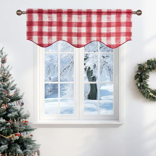 NICETOWN Christmas Red Plaid Valances - Image 4