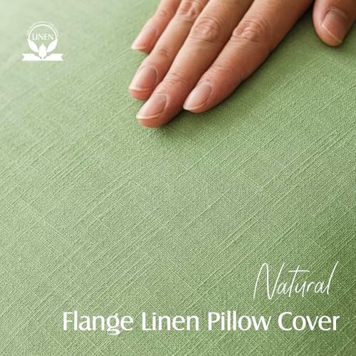 Foindtower Linen Solid Decorative Throw Pillow Covers 18x18 Inch Lime Green - Image 2