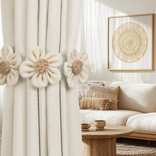 KLOGTSIND Flower Curtain Tiebacks, Decorative Curtain Holdbacks No Drill - Image 4