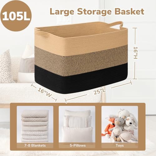 Goodpick 105L Extra Large Woven Rope Blanket Basket - Image 3
