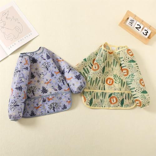 3 Pack Long Sleeve Bib, Baby Smock - Image 3