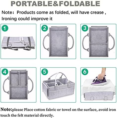 XUANGUO Large Baby Diaper Caddy Organizer, Felt Basket - Image 6
