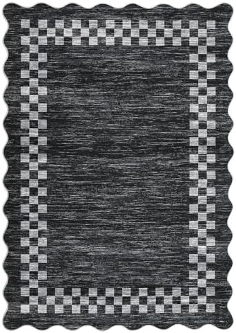 GarveeHome Small Area Rug 2x3 Washable Solid Color Scalloped Kitchen Rugs - Image 2