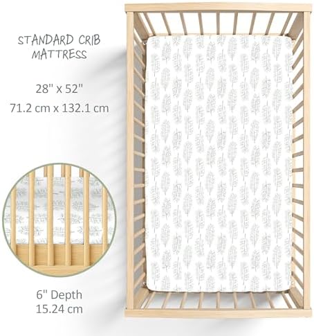 Butterblu Frankie Fitted Crib Sheet 100% Organic Cotton, Fern+Feather - Image 6