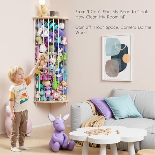 Stuffed Animal Storage Wood Corner Plush Toys Holder - Image 3