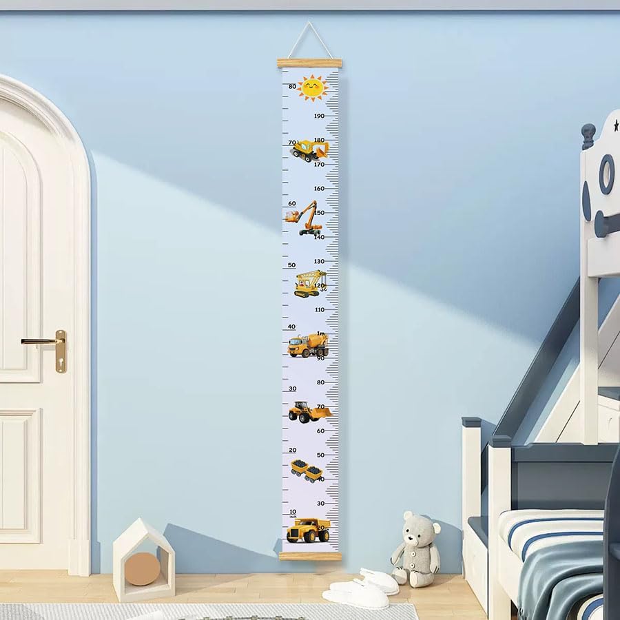 Canvas Baby Kids Growth Chart, Construction Height Measurement Wall Hanging - Image 4