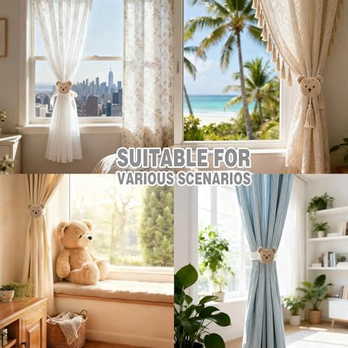 2 Pack Cartoon Bears Curtain Tiebacks, Cute Cartoon Animal Curtain Holdbacks - Image 5