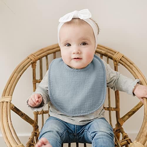 Konssy 8-Pack Muslin Baby Bibs, Adjustable Fit - Image 3