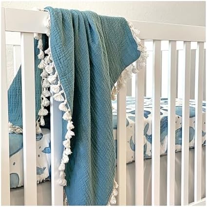 Crane Baby Ocean Crib Sheet, 100% Cotton Fitted Sheet, Crib Sheets - Image 4