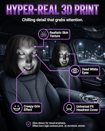 Creative Car Headrest Covers, Ghost Face Headrest Covers, Scary Covers - Image 4